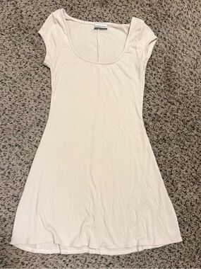 Abercrombie Neutral Scoop-Neck Ribbed Mini Dress